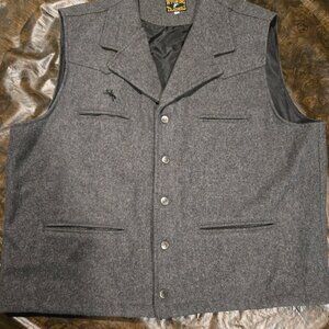 Wyoming Traders Vest Mens 2XL Gray Western Wool Lined Button Ranch Wear Cowboy.